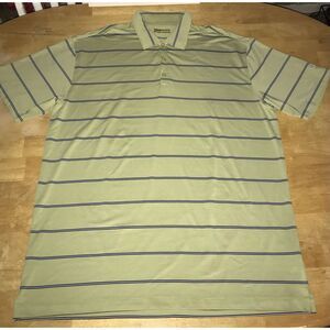 Nike Golf Polo Shirt‎ XXL Lime Green Striped Stretch Fit Dry Swoosh Sleeve 2XL